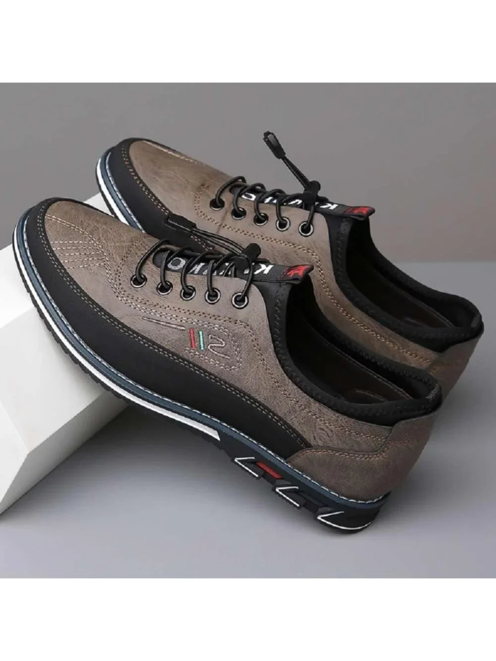 Men's Tan Textured Pebbled Leather Lace-Up Pointed Toe Driving Loafers Shoes